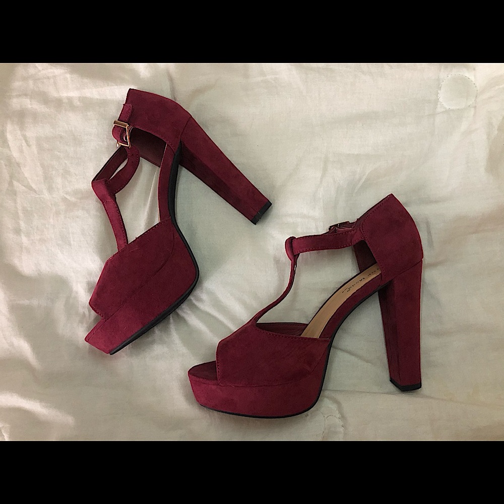 Burgundy/purple suede platform heels